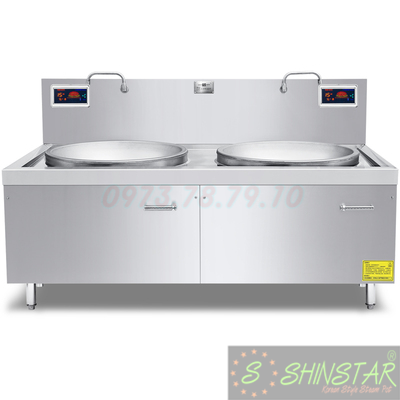 Bếp xào điện từ công nghiệp đôi liền chảo 20kw SS20L2