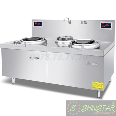 Bếp điện từ cảm ứng công nghiệp đôi 15kw ShinStar mặt xào lõm chảo rời SS15L2CR